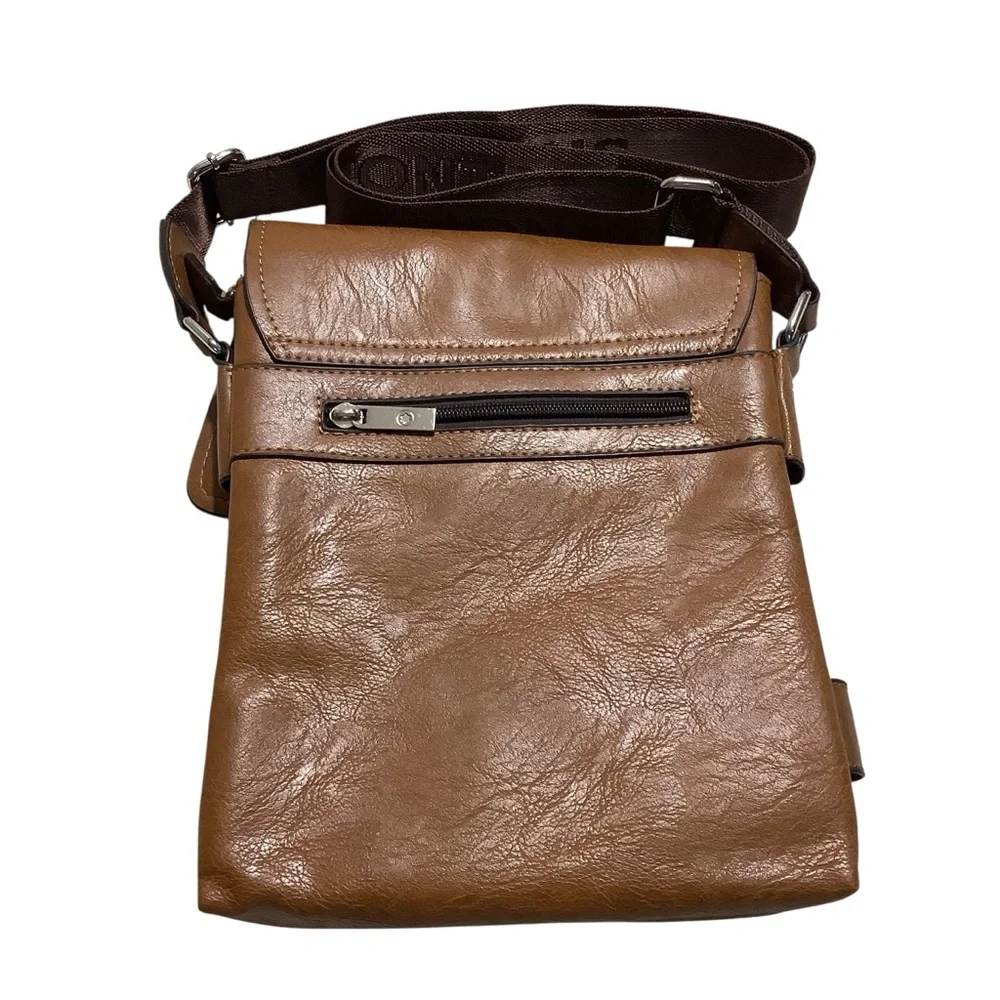 Mont Blanc Brown Leather Men's Messenger Bag